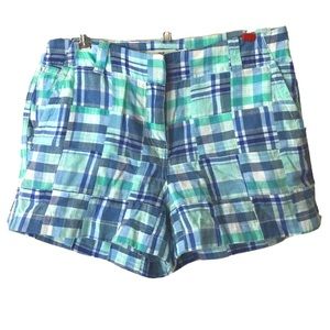 Vineyard Vines Plaid Cotton Shorts in Blue, Teal, White